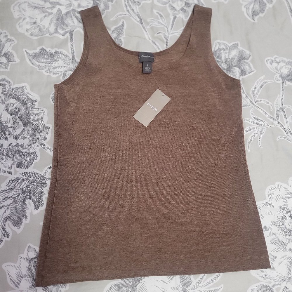 Chico's Traveler's Brown/Bronze Stretchy Tank Chico's size 1 = 8/10 or S/M NEW